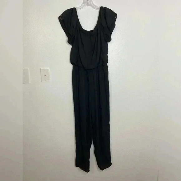 Express Black Off Shoulder Romper Jumpsuit - Picture 2 of 5